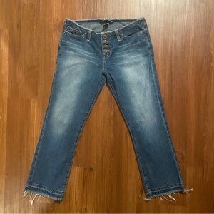Vintage Abercrombie and Fitch Low rise Jeans Size 6 expossed button fly cut off‎